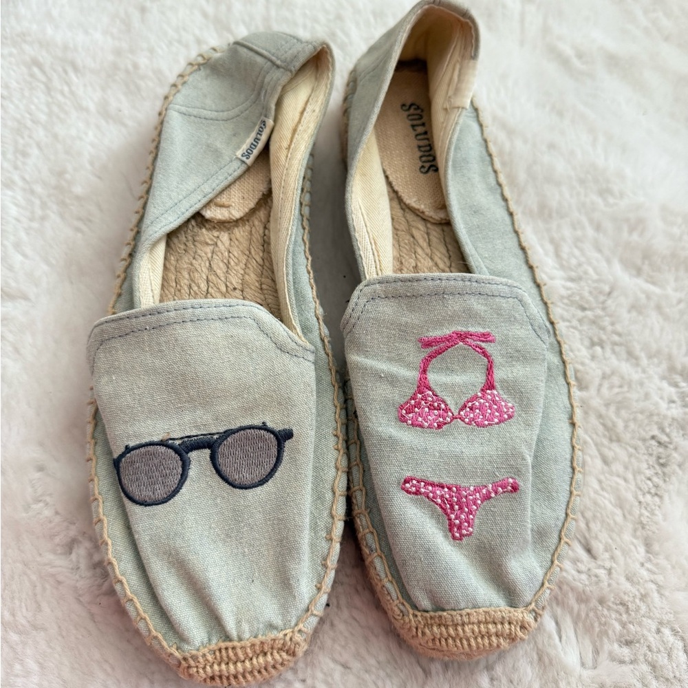 Soludos Embroidered Espadrilles – Bikini & Sunglasses Design | Size 6.5
